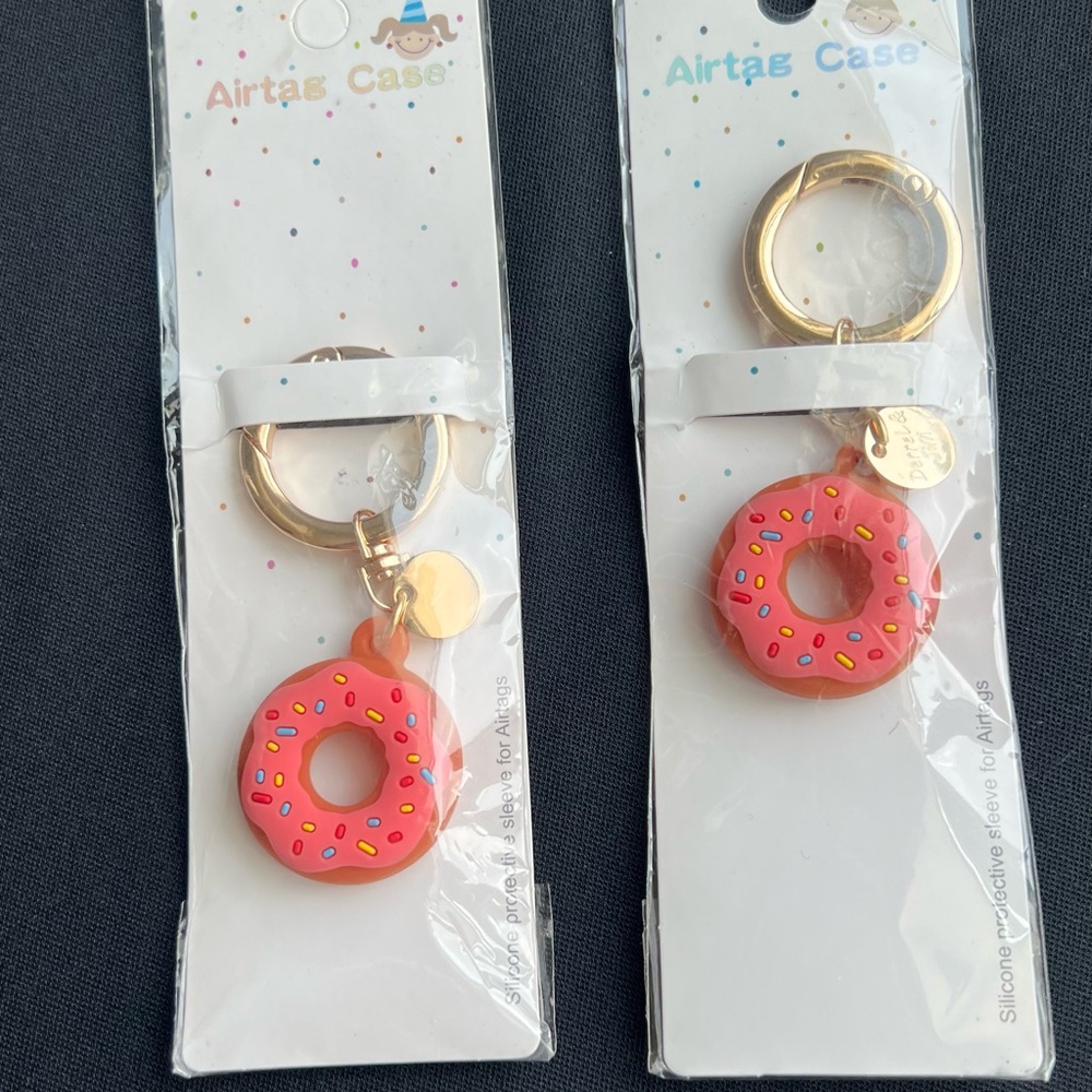 Airtag Case Pink Donut Key Holder - Set 2